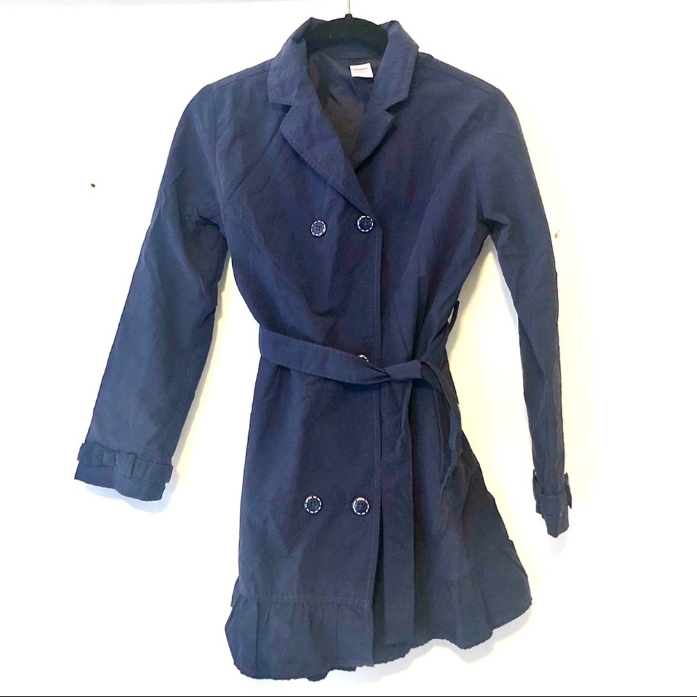 EUC Gap Kids Blue Rain Coat, Ruffle Hem, L (10-12)